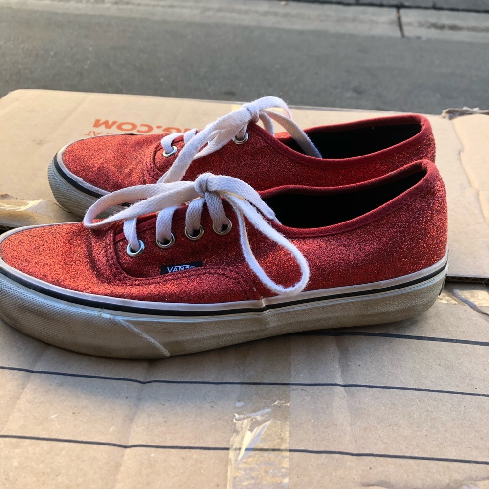 Red sparkling Vans. GUC. Size 6.5 women’s.